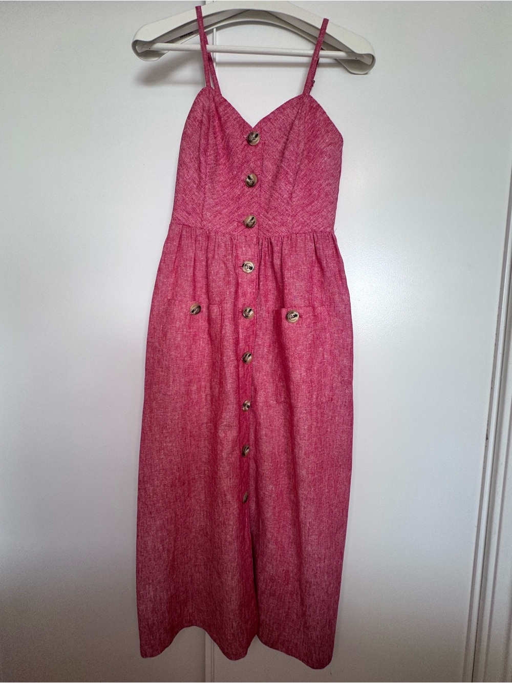 Indigo Rein Red Spaghetti-Strap Button-Front Midi Dress